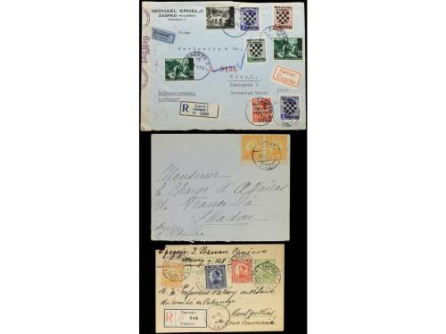 ✉ YUGOSLAVIA. 1917-42. CONJUNTO de 17 cartas y tarjetas, tam