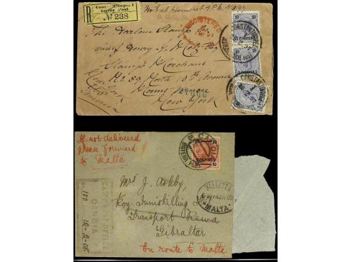 ✉ AUSTRIA. 1875-1909. LEVANTE. Conjunto de 5 cartas con inte