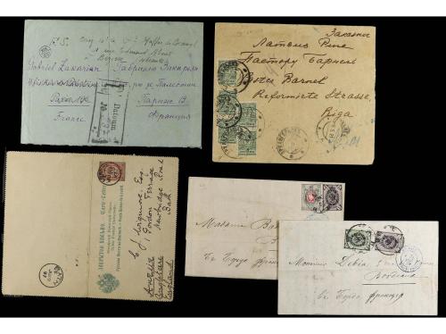 ✉ RUSIA. 1875-1950. CONJUNTO de 25 cartas y tarjetas circula