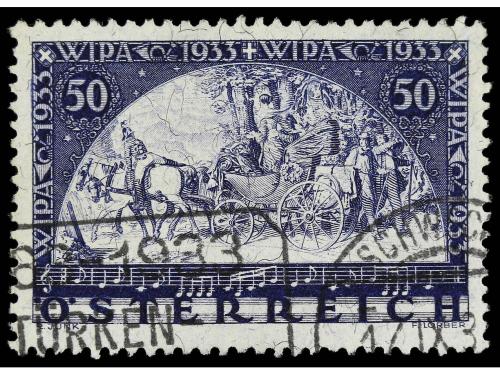 ° AUSTRIA. Yv. 430 y 430a. 1933. WIPA. 50 g. + 5 g. azul. Se