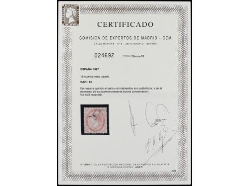 ° ESPAÑA. Ed. 90. 19 cuartos rosa. Muy bien centrado. Cert. 