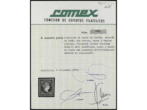 ** ESPAÑA. Ed. 46. 2 reales violeta. PIEZA DE LUJO. Cert. CO