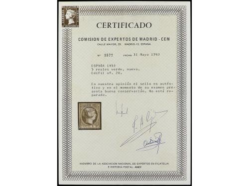 (*) ESPAÑA. Ed. 20. 5 reales verde. MAGNÍFICO EJEMPLAR. Cert