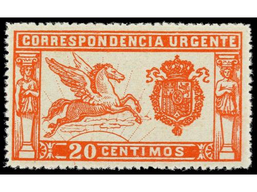 ** ESPAÑA. Ed. 256 y 256c. 20 cts. rojo, numeración ceros. L