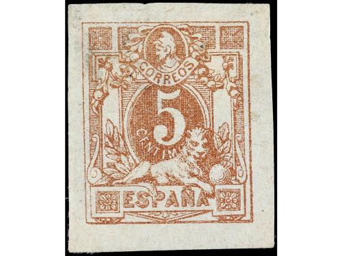 ESPAÑA. 1872. PROYECTO de Entero Postal 5 cts. ensayos de co