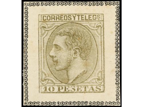 ESPAÑA. 1879. HOJA MODELO. Serie de 10 valores procedentes d