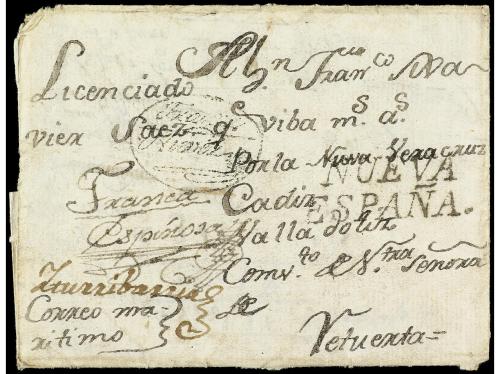 ✉ MEXICO. (1780 ca.). TUXTLA a VALLADOLID (España). Envuelta