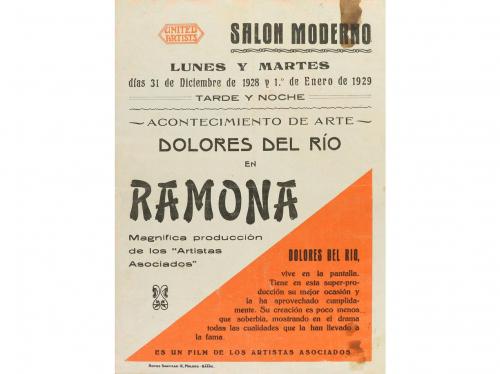 1928. PROGRAMA DE MANO. RAMONA. Díptico litográfico y offset