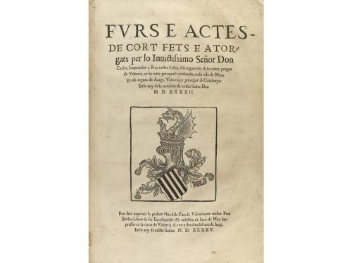 1545. LIBRO. (DERECHO-VALENCIA). FURS E ACTES DE CORT FETS E