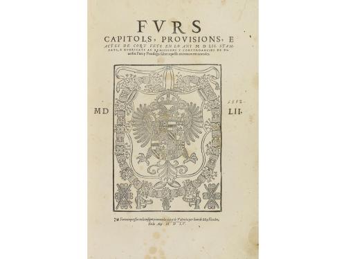 1555-1607. LIBRO. (DERECHO VALENCIANO). FURS, CAPITOLS PROVI