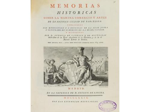 1779. LIBRO. (BARCELONA-MARINA). CAPMANY Y DE MONTPALAU, ANT
