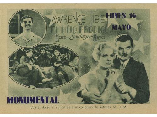 1932 ca. PROGRAMA DE MANO. EL HIJO PRODIGO. Díptico apaisado