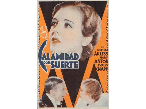 1932. PROGRAMA DE MANO. CALAMIDAD CON SUERTE. Tipo tarjeta, 
