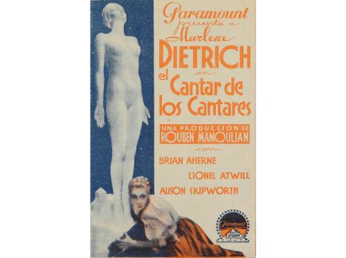 1933. PROGRAMA DE MANO. CANTAR DE LOS CANTARES. Díptico offs