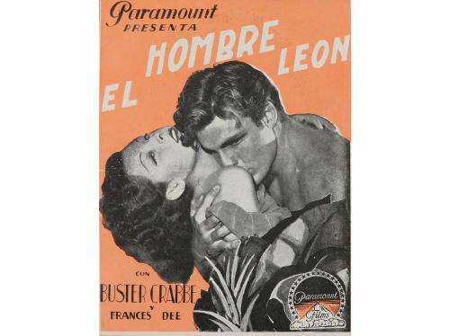 1933. PROGRAMA DE MANO. EL HOMBRE LEON. Díptico offset. Con 