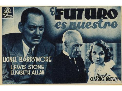 1933. PROGRAMA DE MANO. EL FUTURO ES NUESTRO. Tarjeta postal