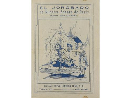 1923. PROGRAMA DE MANO. EL JOROBADO DE NUESTRA SEÑORA DE PAR