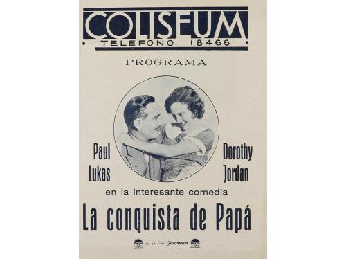 1932. PROGRAMA DE MANO. LA CONQUISTA DE PAPÁ. Díptico offset