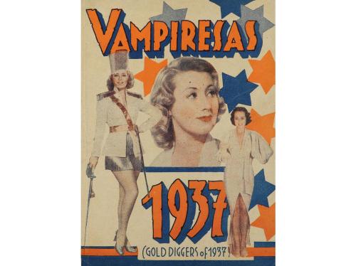1937. PROGRAMA DE MANO. VAMPIRESAS. Díptico offset, a color 