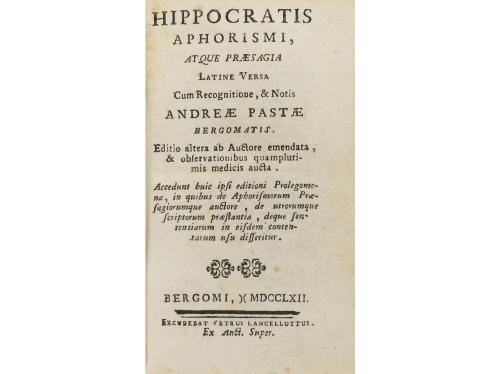 1762. LIBRO. (MEDICINA-AFORISMOS). HIPPOCRATIS:. APHORISMI, 
