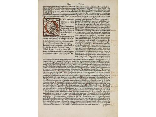 1492. LIBRO. (INCUNABLE). SILIUS ITALICUS:. BELLI PUNICI COM