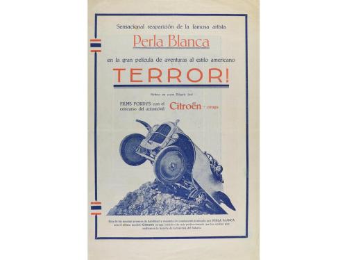 1924. PROGRAMA DE MANO. ¡TERROR!. Díptico en offset. Doblez 