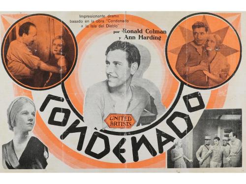 1929. PROGRAMA DE MANO. CONDENADO. Sencillo, offset, en rojo