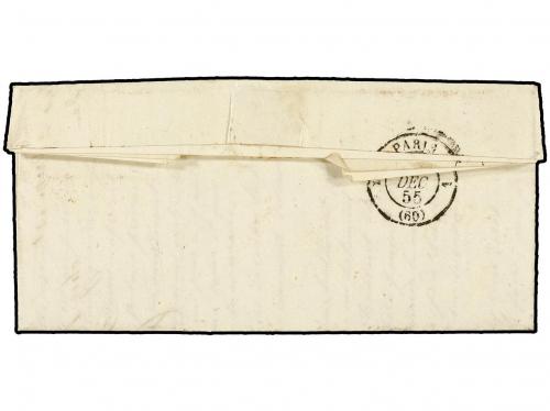 ✉ ESPAÑA. 1855. SALAS a PARÍS. Circulada sin sellos, fechado