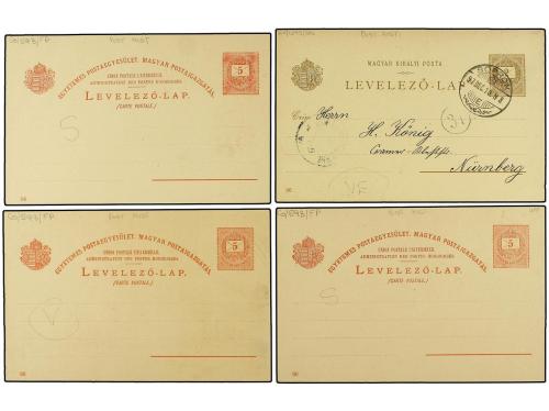 ✉ HUNGRIA. Ed. (4). 1900. 4 Enteros Postales de 2 fi. y 5 fi