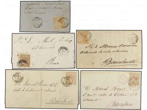 ✉ ESPAÑA. Ed. 96. 1867-68. NUEVE cartas con sello de 50 mils