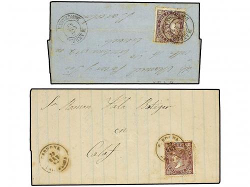 ✉ ESPAÑA. Ed. 98. 1869. CINCO cartas con sello de 50 mils. v