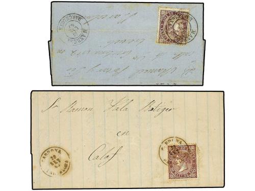 ✉ ESPAÑA. Ed. 98. 1869. CINCO cartas con sello de 50 mils. v