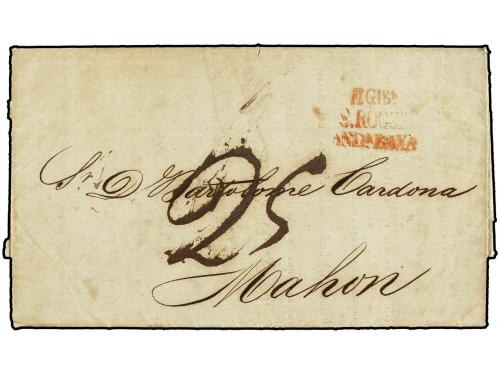 ✉ CUBA. 1842. CUBA a MAHON (Baleares). Carta entrada en Espa