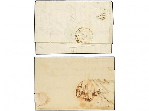 ✉ ESPAÑA. Ed. 12, 17. 1852-53. 2 cartas con sello de 6 cuart