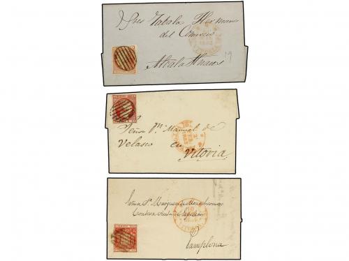 ✉ ESPAÑA. Ed. 12, 17, 24. 1852-54. 3 cartas con sello de 6 c