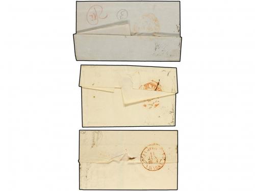 ✉ ESPAÑA. Ed. 12, 17, 24. 1852-54. 3 cartas con sello de 6 c