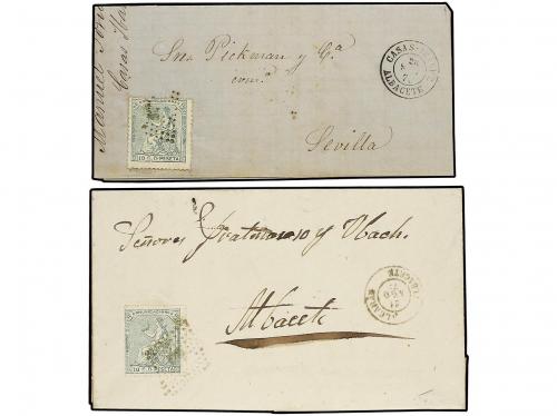 ✉ ESPAÑA. Ed. 133 (2). 1873. 2 cartas con sello de 10 cts. v