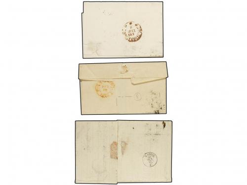 ✉ ESPAÑA. Ed. 17, 24, 48. 1853-57. 3 cartas con sellos de 4 