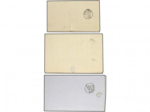 ✉ ESPAÑA. Ed. 48, 58, 75. 1858-65. Tres cartas con sello de 
