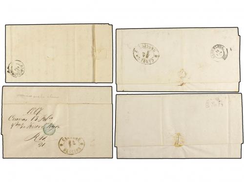 ✉ ESPAÑA. Ed. 81, 88, 96, 107. 1866-70. 4 cartas con sellos 