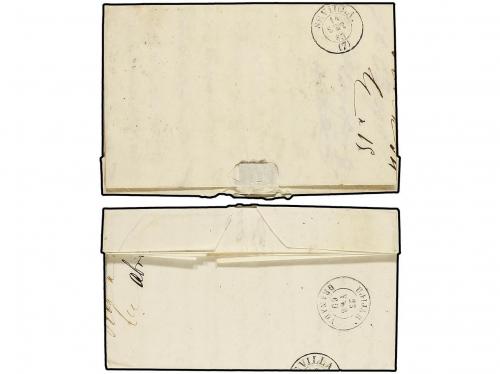 ✉ ESPAÑA. Ed. 52, 58. 1860-62. 2 cartas con sello de 4 cuart