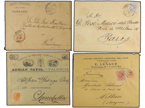✉ ESPAÑA. 1881-88. Conjunto de 10 sobres con sellos de Alfon
