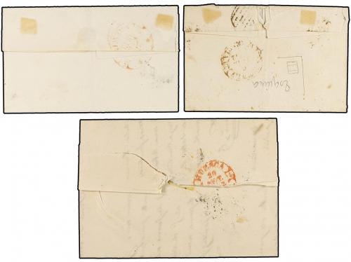 ✉ ESPAÑA. Ed. 12 (2). 1852. TRES cartas con sello de 6 cuart