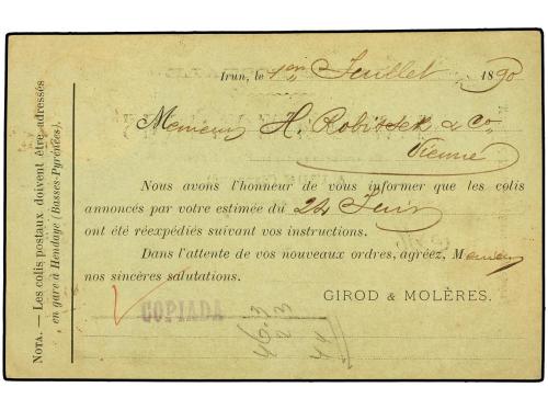 ✉ ESPAÑA. Ed. 217. 1890. Tarjeta Postal de GIROD Y MOLERES d