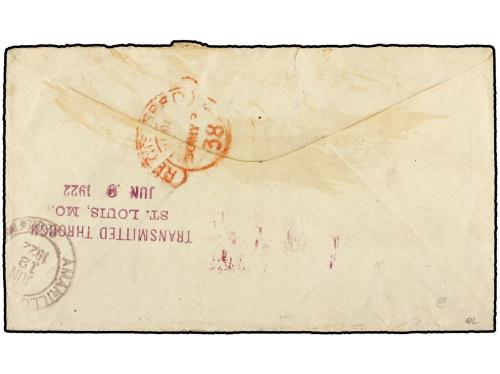 ✉ AFRICA ORIENTAL BRITANICA. 1922. Registered cover to AMARI