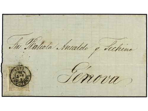 ✉ ESPAÑA. Ed. 168. 1875. TARRAGONA a GENOVA. 50 cts. gris, m