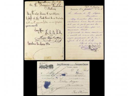 ✉ ESPAÑA. 1890-98. Tres Tarjetas PRIVADAS circuladas con sel