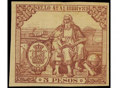 * FILIPINAS. PÓLIZAS 1888-89. 6 sellos, sello de 2 pesos con