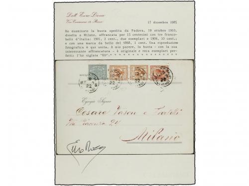 ✉ ITALIA. 1922 (Oct 10). Cover to MILAN franked (and accept