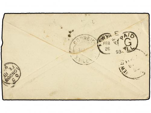 ✉ CABO VERDE. 1893. Cover to New Bedford, USA franked by 18